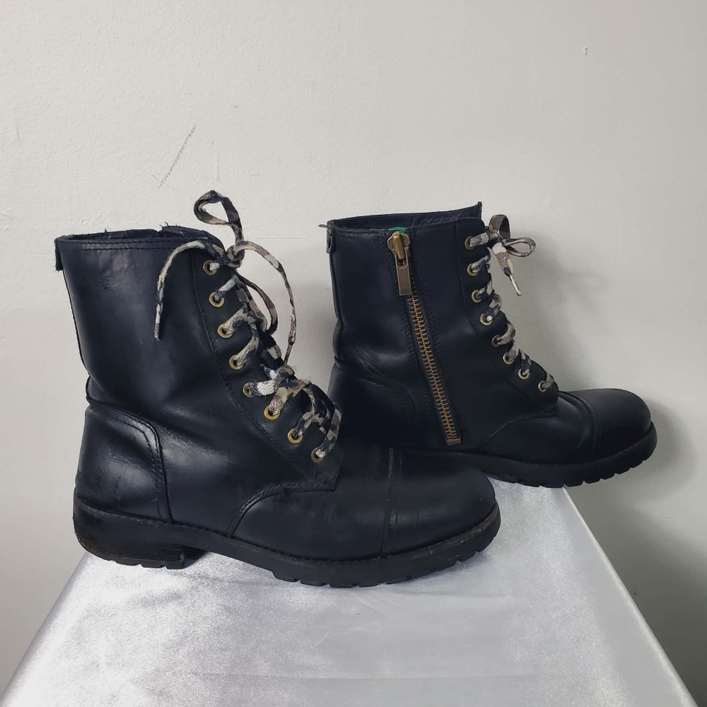 UGG Black Leather Boots With Lining
